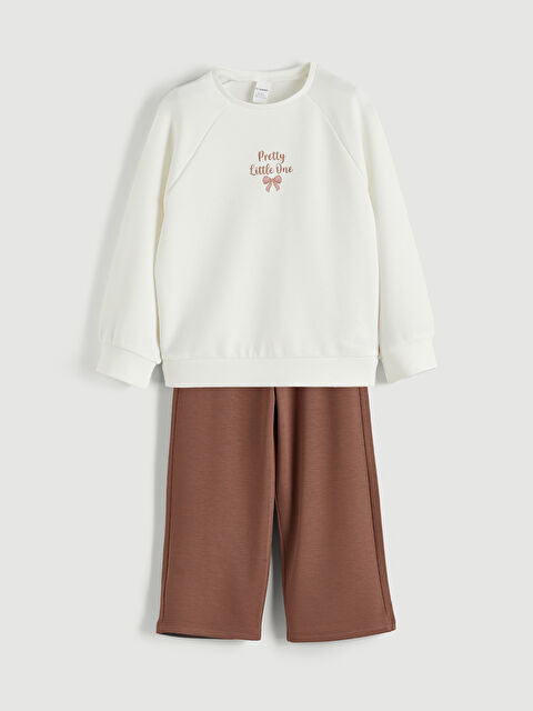 LCW Kids Baskılı Kız Çocuk Sweatshirt ve Pantolon 2'li - S6JQ64Z1-LXH