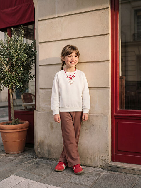 LCW Kids Baskılı Kız Çocuk Soft Touch Sweatshirt ve Eşofman Altı - S6JQ64Z1-LXH