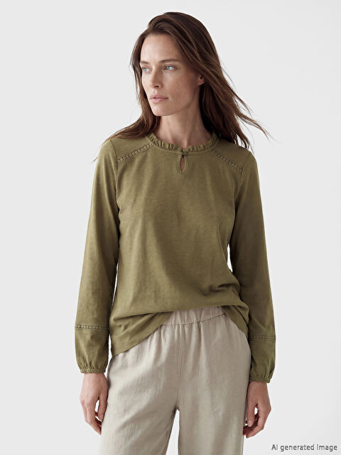 LCW Grace Bisiklet Yaka Nakışlı Bluz