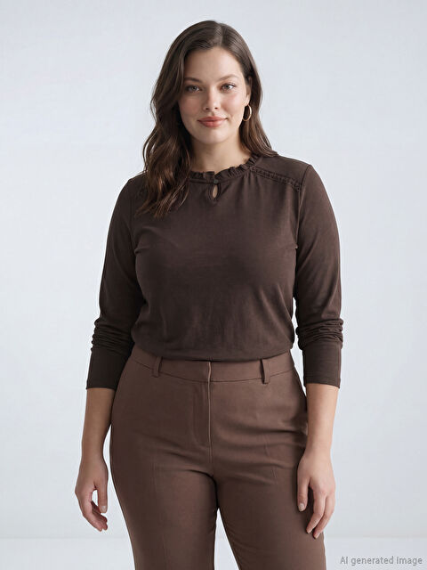 LCW Grace Bisiklet Yaka Nakışlı Bluz - S6JQ89Z8-HHJ