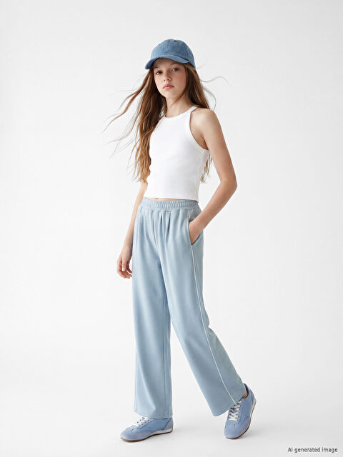 LCW Kids Geniş Paça Kız Çocuk Soft Touch Eşofman Altı