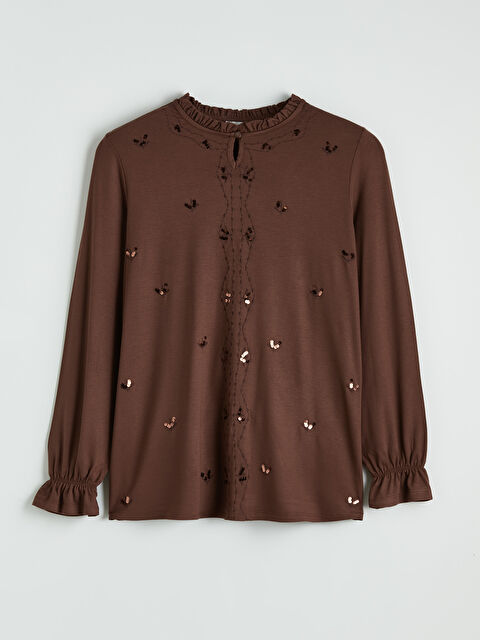 LCW Grace Fırfırlı Hakim Yaka Pul Payetli Bluz - S6JQ98Z8-HMZ