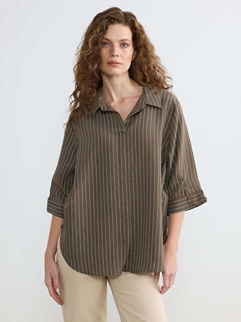 LCWAIKIKI Classic Çizgili Kadın Gömlek - S6JR61Z8-LGE
