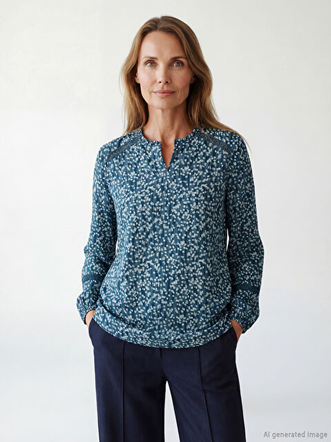 LCW Grace Kaçık Yaka Desenli Bluz - S6JR68Z8-LQP