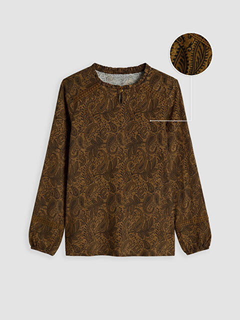 LCW Grace Fırfırlı Bisiklet Yaka Desenli Bluz