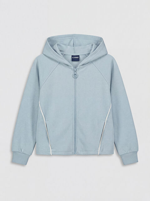 LCW Kids Kapüşonlu Kız Çocuk Soft Touch Fermuarlı Sweatshirt - S6JR90Z4-GMH