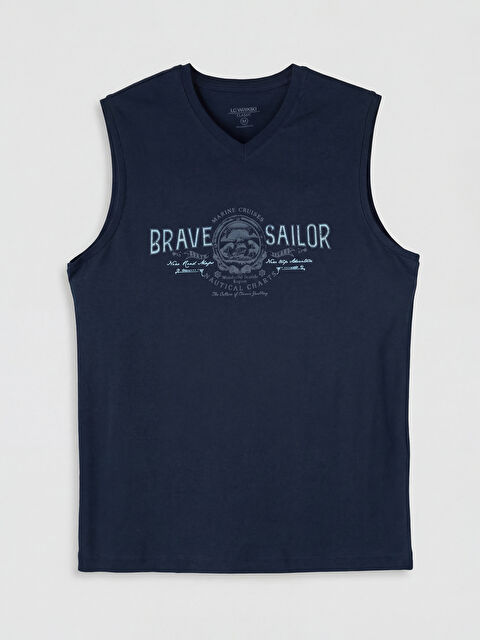 LCWAIKIKI Classic V Yaka Baskılı Penye Erkek Kolsuz Tişört - S6JR94Z8-DWP