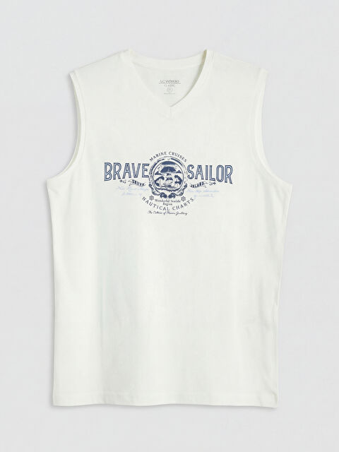 LCWAIKIKI Classic V Yaka Baskılı Penye Erkek Kolsuz Tişört - S6JR94Z8-R9J