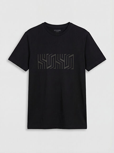 LCWAIKIKI Classic Bisiklet Yaka Baskılı Erkek Penye Tişört - S6JR97Z8-CVL