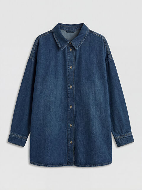 LCW Vision Oversize Kadın Jean Gömlek	 - S6JS03Z8-JVU