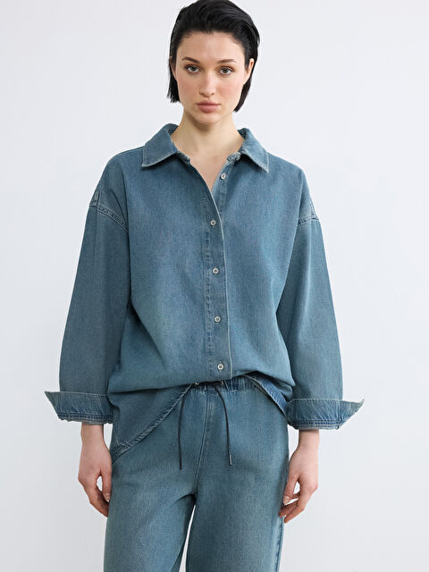 LCW Vision Oversize Kadın Jean Gömlek	 - S6JS03Z8-311