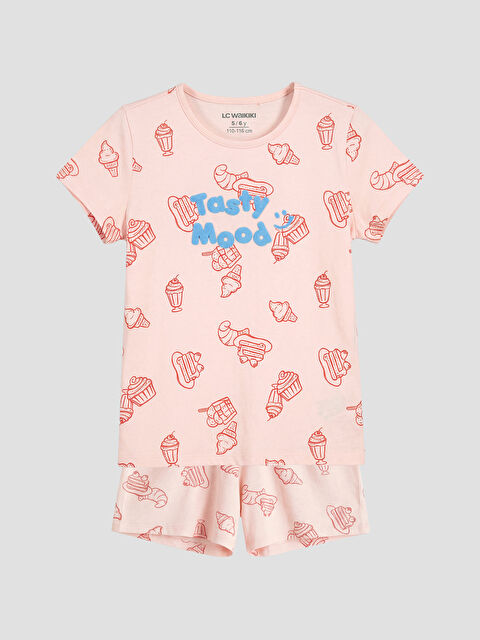 LCW Kids Bisiklet Yaka Kız Çocuk Şortlu Pijama Takımı