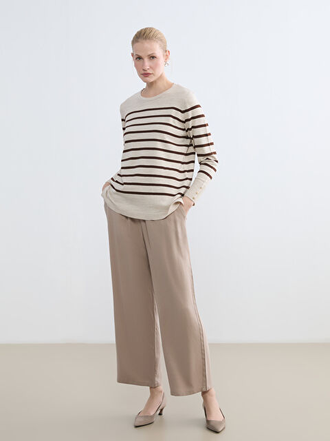 LCW Grace Beli Lastikli Geniş Paça Kadın Pantolon - S6JS24Z8-D6L