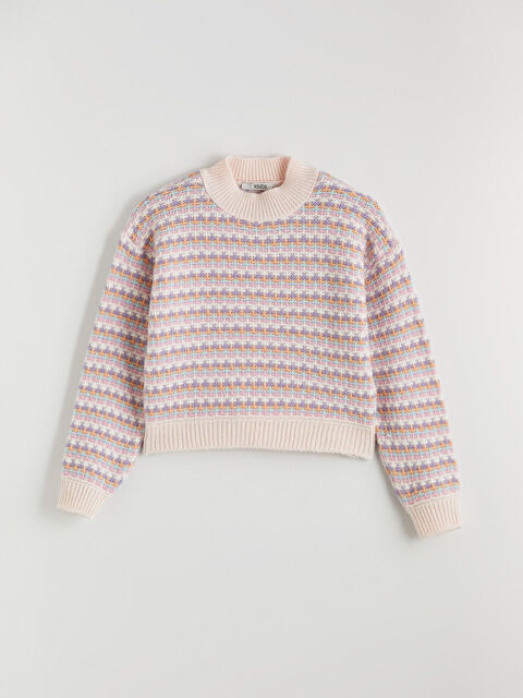 XSIDE Yarım Balıkçı Yaka Desenli Kadın Triko Kazak - S6JS48Z8-QT2