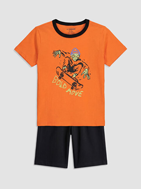 LC WAIKIKI Baskılı Erkek Çocuk Şortlu Pijama Takımı