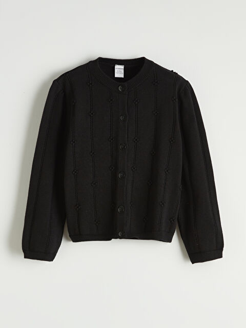 LCW Kids Bisiklet Yaka Ajurlu Kız Çocuk Triko Hırka	 - S6JS79Z1-CVL