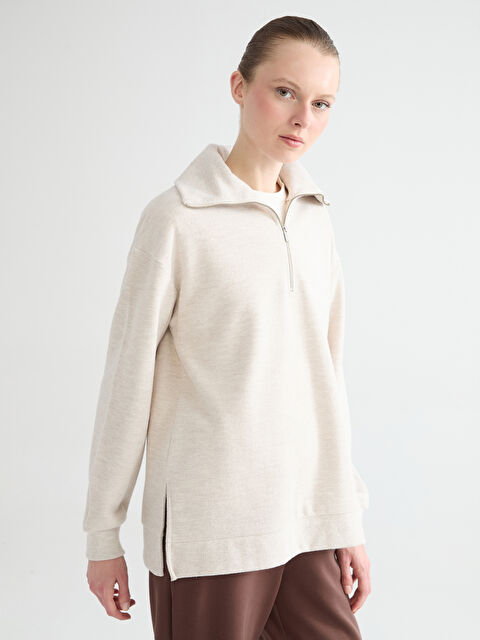 LCW Comfort Polo Yaka Kadın Sweatshirt - S6JS96Z8-YMJ