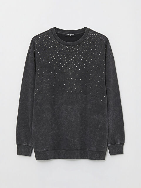 LCW Comfort Bisiklet Yaka Taşlı Kadın Sweatshirt - S6JU01Z8-JX7