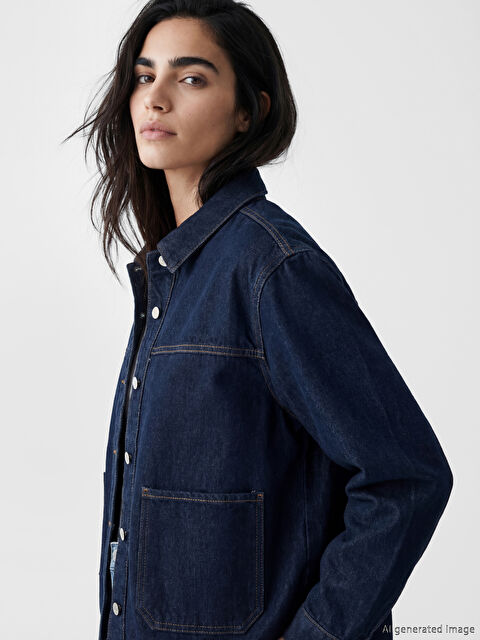 LCW EVERYDAY Gömlek Yaka Oversize Kadın Jean Ceket