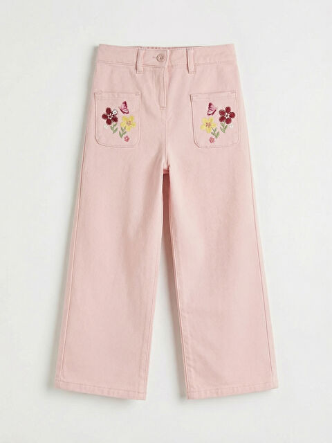LCW Kids Beli Lastikli Çiçekli Kız Çocuk Pantolon - S6JU36Z1-FVB