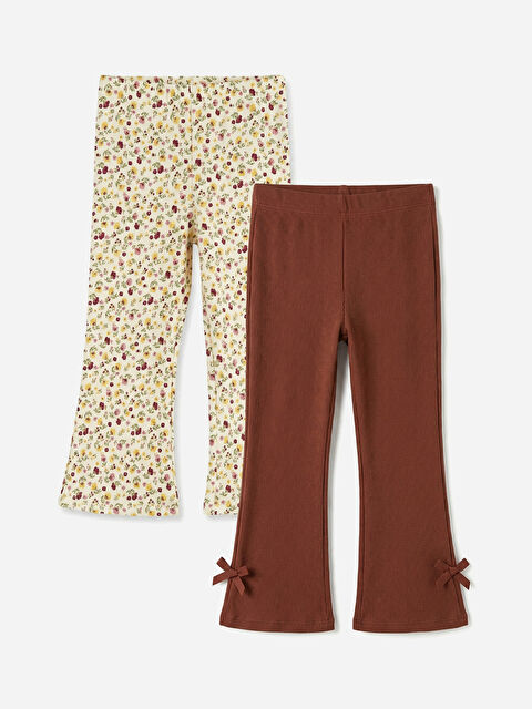 LCW Kids İspanyol Paça Kız Çocuk Tayt Pantolon 2'li - S6JU57Z1-LRB