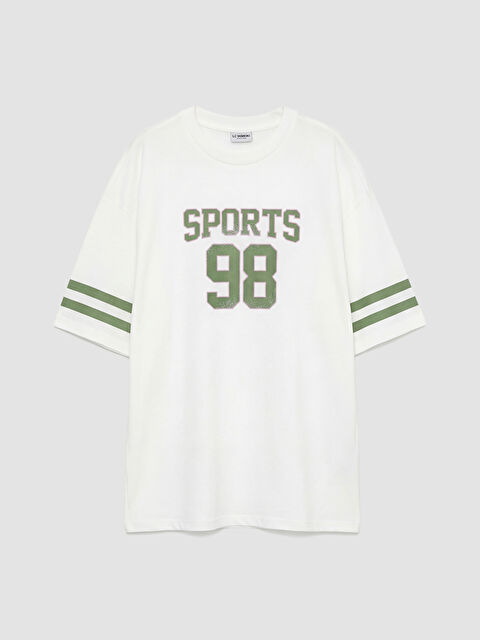 LCW Kids Kolu Şeritli Baskılı Kız Çocuk Tişört - S6JV24Z4-FDU