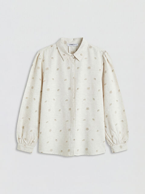LCW Grace Desenli Keten Karışımlı Kadın Gömlek - S6JV87Z8-FF5