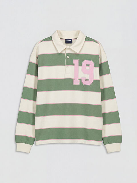 LCW Kids Polo Yaka Çizgili Kız Çocuk Tişört - S6JY65Z4-LFH