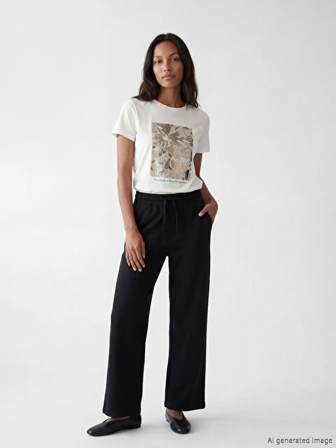 LC WAIKIKI Beli Lastikli Geniş Paça Kadın Eşofman Altı	 - S6JY80Z8-CVL