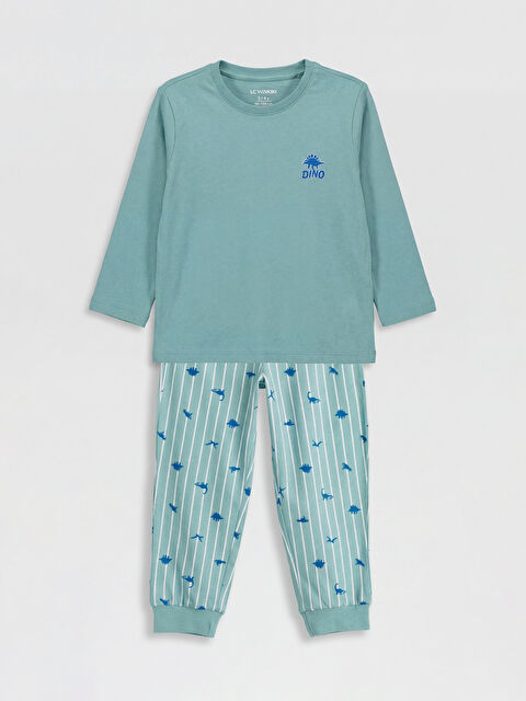 LCW Kids Bisiklet Yaka Baskılı Erkek Çocuk Pijama Takımı - S6JY81Z1-FKE