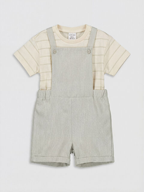 LCW baby Çizgili Erkek Bebek Salopet ve Tişört Takım