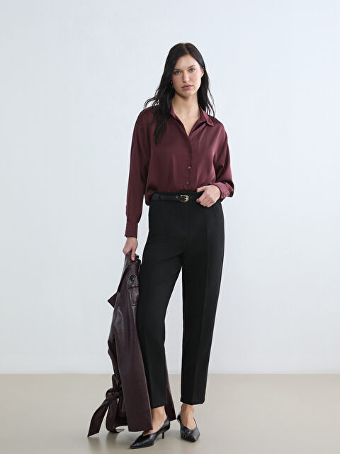 LCWAIKIKI Classic Beli Kemerli Kadın Cigarette Pantolon - S6K033Z8-CVL