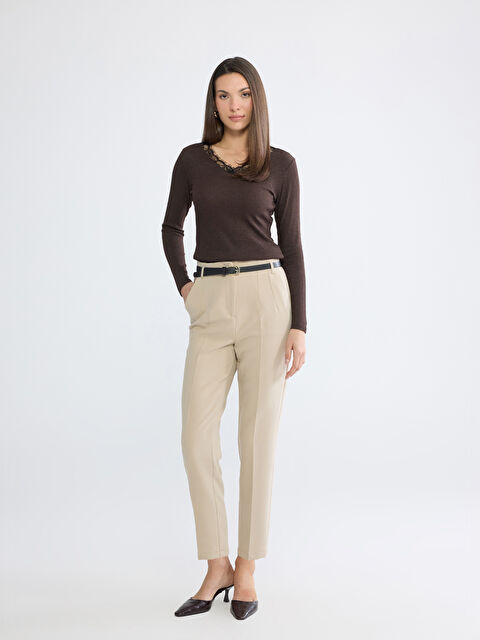 LCWAIKIKI Classic Beli Kemerli Kadın Cigarette Pantolon - S6K033Z8-ZT0