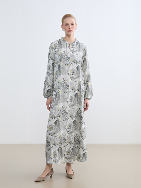 LCW Grace Hakim Yaka Fırfırlı Çiçekli Elbise - S6K053Z8-LRW