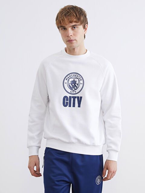 XSIDE ACTIVE Bisiklet Yaka Manchester City Baskılı Erkek Sweatshirt - S6K084Z8-Q6K