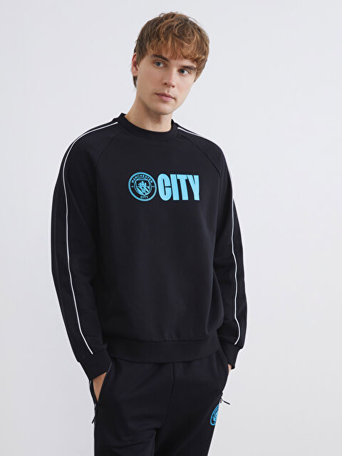 XSIDE ACTIVE Bisiklet Yaka Manchester City Baskılı Erkek Sweatshirt - S6K090Z8-CVL
