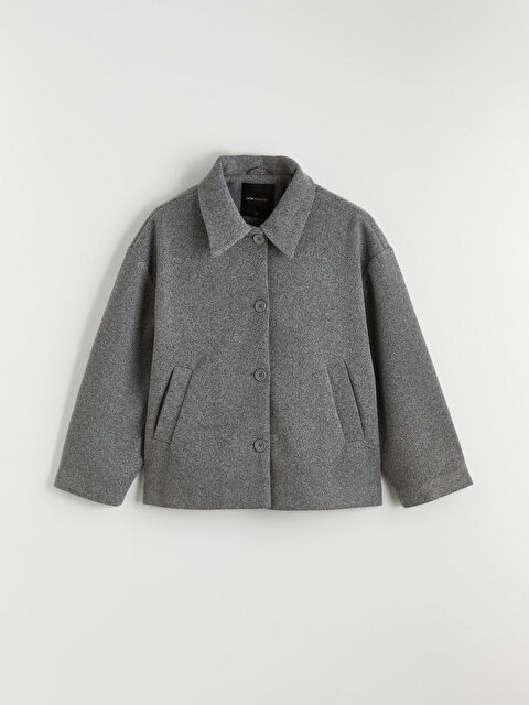 LCW Modest Gömlek Yaka Oversize Kadın Kaşe Kaban - S6K102Z8-2WY