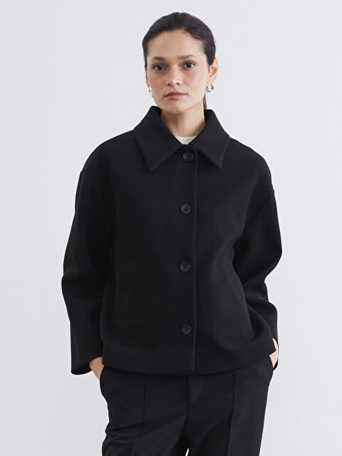 LCW Modest Gömlek Yaka Oversize Kadın Kaşe Kaban - S6K102Z8-CVL