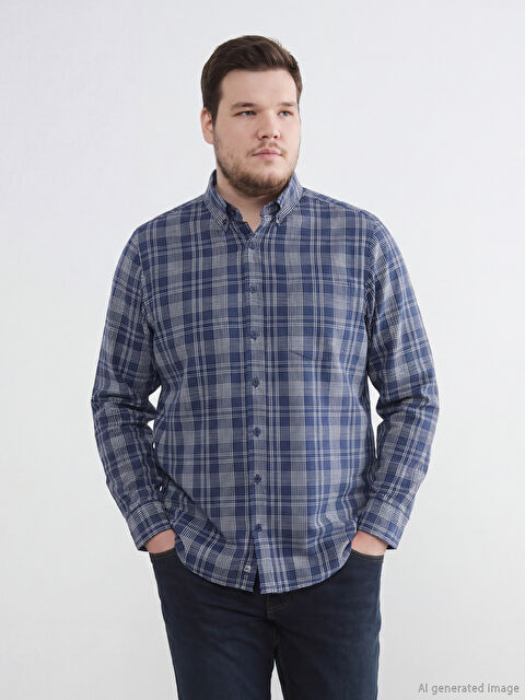 LCWAIKIKI Classic Regular Fit Ekose Gabardin Erkek Gömlek