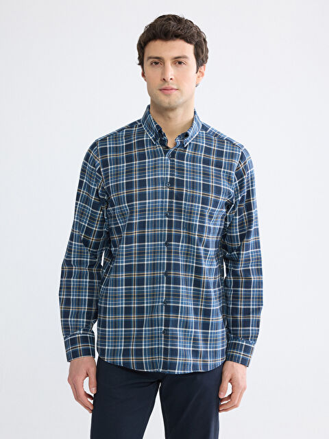 LCWAIKIKI Classic Regular Fit Ekose Desenli Gabardin Erkek Gömlek	 - S6K172Z8-LN6