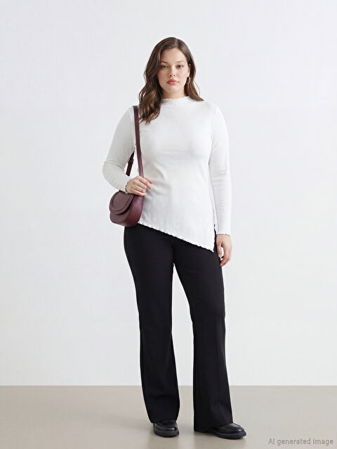 LCW Modest Beli Lastikli İspanyol Paça Kadın Pantolon - S6K211Z8-CVL