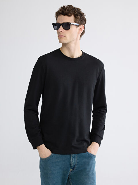 LCWAIKIKI Classic Bisiklet Yaka Uzun Kollu Erkek Tişört - S6K248Z8-CVL