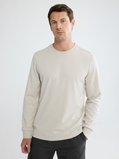 LCWAIKIKI Classic Bisiklet Yaka Uzun Kollu Erkek Tişört - S6K248Z8-Y9X