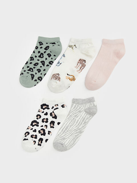 LCW ECO Leopar Desenli Kadın Patik Çorap 5'li - S6K250Z8-G3R