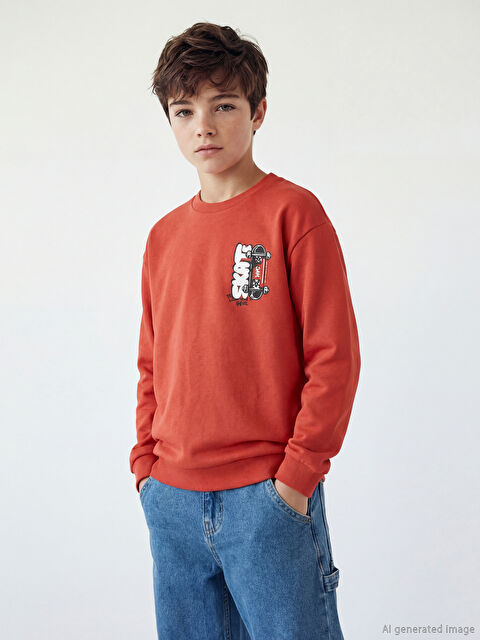 LCW Kids Baskılı Erkek Çocuk Kalın Sweatshirt - S6K270Z4-1AW