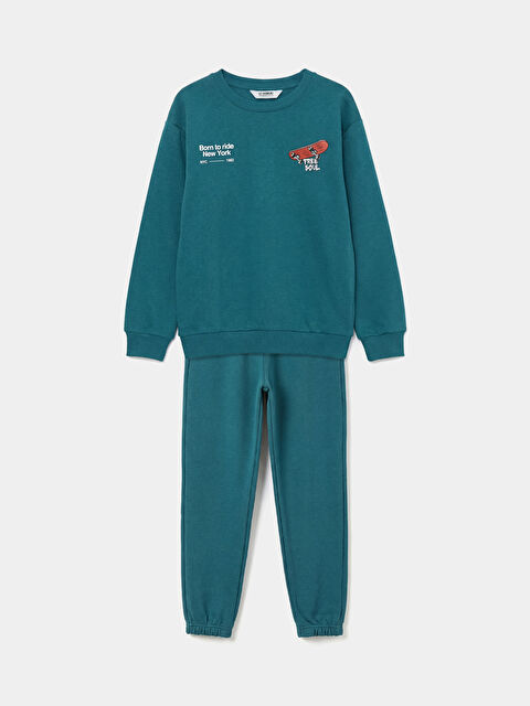 LCW Kids Bisiklet Yaka NYC Baskılı Erkek Çocuk Eşofman Takımı - S6K296Z4-R4T