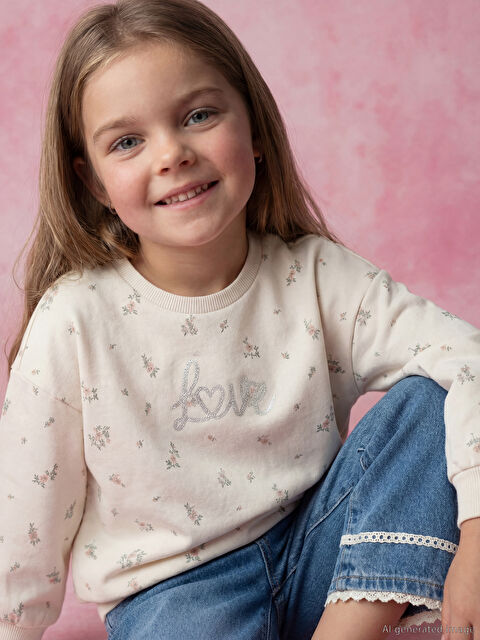LCW Kids  Kız Çocuk Baskılı Sweatshirt