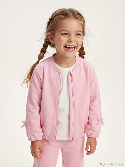 LCW Kids Fiyonk Detaylı Kız Çocuk Fermuarlı Sweatshirt - S6K344Z1-UWX