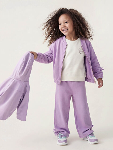 LCW Kids Simli Şeritli Bol Paça Kız Bebek Eşofman Altı - S6K347Z1-KYA