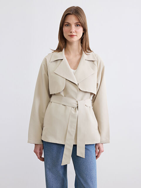 LCW EVERYDAY Kruvaze Yaka Kuşaklı Kadın Trençkot - S6K353Z8-ZC8